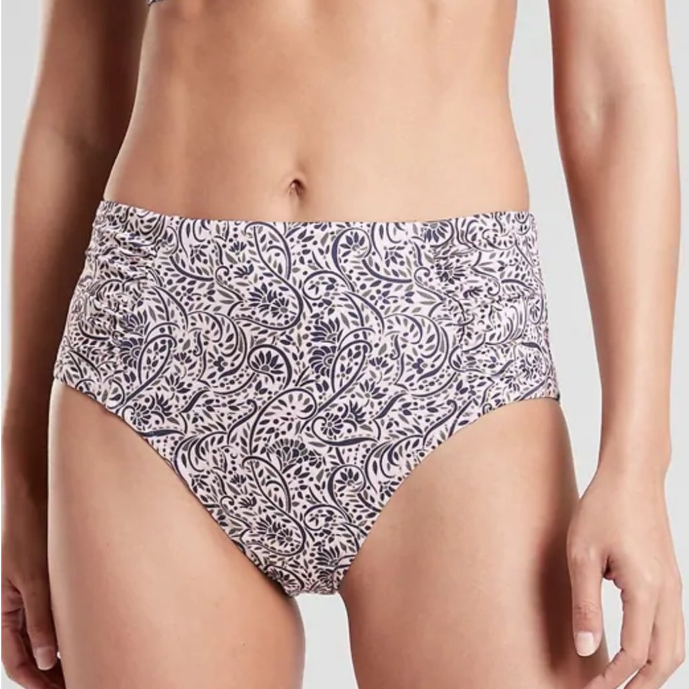 Athleta L NEW Aqualuxe Batik High Rise Swim Bottom